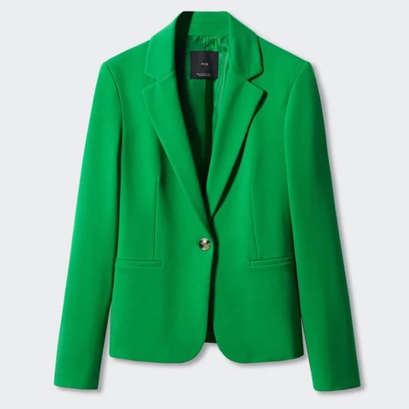 MNG Mango Green Single Button Women's Blazer Size 4 - Picture 6 of 16